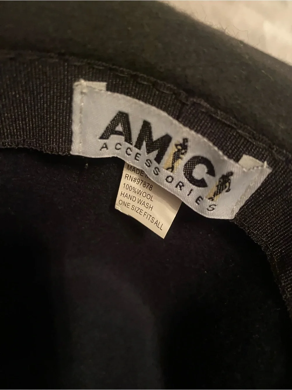 Amici Accessories wool hat Two-Tone Wide Brim  - Navy Crown, Black Brim